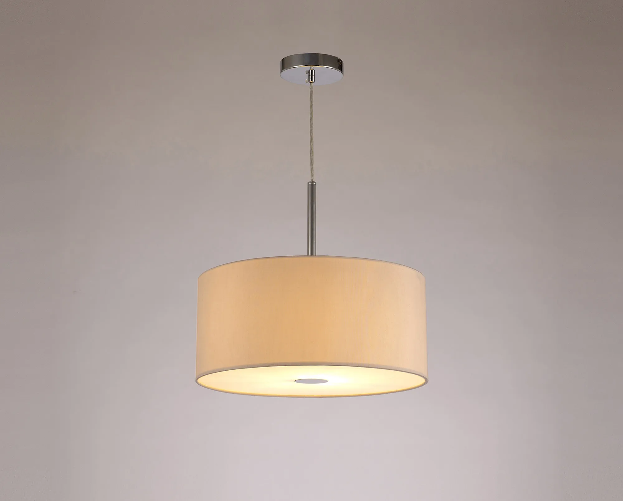 Baymont 40cm Pendant 1 Light Polished Chrome, Nude Beige/Moonlight, Frosted Diffuser DK0136  Deco Baymont CH NU